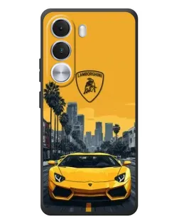 Чехол для Realme C100i с картинкой «Желтый Lamborghini город»