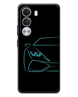 Чехол для Realme C100i с картинкой «Голубой силуэт Lamborghini»