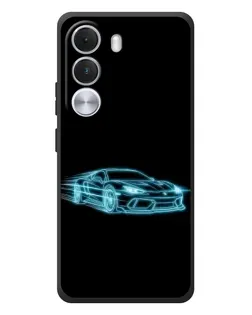 Чехол для Realme C100i с картинкой «Неоновый контур Lamborghini»