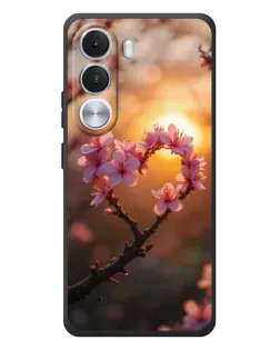 Чехол для Realme C100i с картинкой «Розовый цвет сердце на фоне заката» Чехол для Realme C100i с картинкой «Розовый цвет сердце на фоне заката»