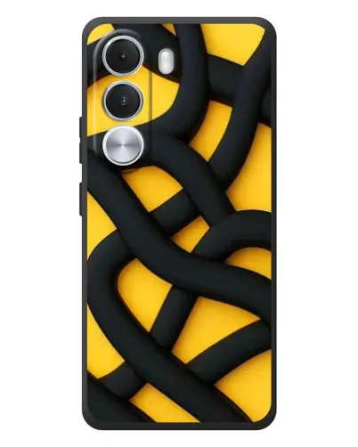 Чехол для Realme C100i с картинкой «Черное желтое переплетение» Чехол для Realme C100i с картинкой «Черное желтое переплетение»