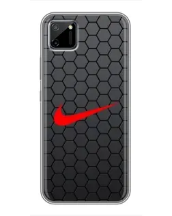 Чехол для Realme C11 с картинкой «Nike — карбоновая сетка»