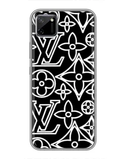 Чехол для Realme C11 с картинкой «Черно-белый узор LV»