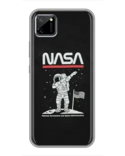 Чехол для Realme C11 с картинкой «NASA — шагаем по Луне»