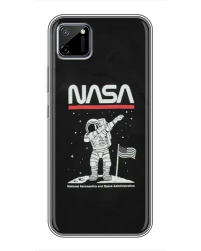 Чехол для Realme C11 с картинкой «NASA — шагаем по Луне»