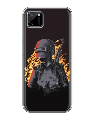 Чехол для Realme C11 с картинкой «PUBG — огненный силуэт»