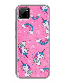 Чехол для Realme C11 с картинкой «Unicorn паттерн розовый»