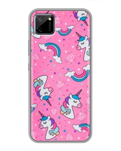 Чехол для Realme C11 с картинкой «Unicorn паттерн розовый»