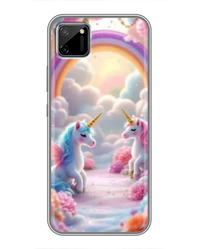 Чехол для Realme C11 с картинкой «Радуга и единороги»