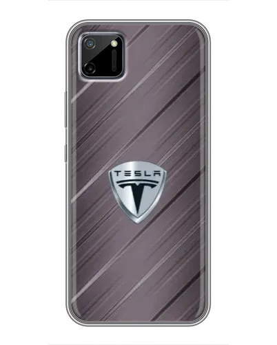 Чехол для Realme C11 с картинкой «Металлическая текстура Tesla»