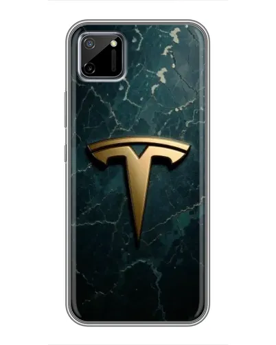 Чехол для Realme C11 с картинкой «Мраморная Tesla Gold»