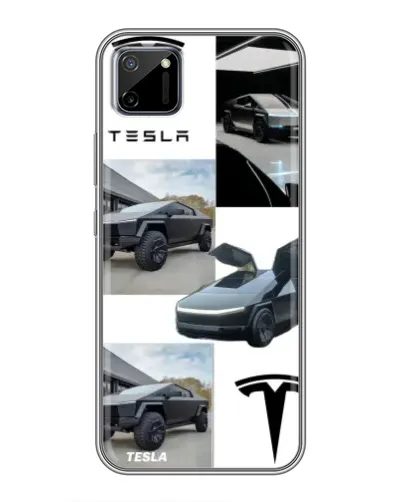 Чехол для Realme C11 с картинкой «Коллаж Cybertruck Tesla»