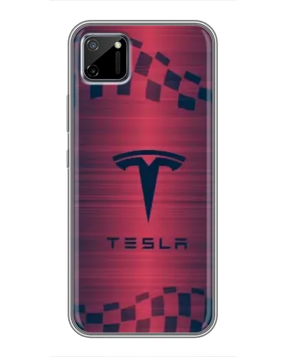 Чехол для Realme C11 с картинкой «Тесла красный карбон»
