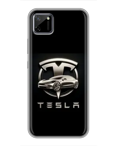 Чехол для Realme C11 с картинкой «Tesla — серебристое авто»