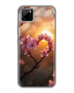 Чехол для Realme C11 с картинкой «Розовый цвет сердце на фоне заката» Чехол для Realme C11 с картинкой «Розовый цвет сердце на фоне заката»