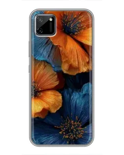 Чехол для Realme C11 с картинкой «Яркая сине-оранжевая флора» Чехол для Realme C11 с картинкой «Яркая сине-оранжевая флора»