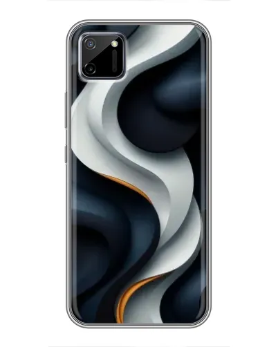 Чехол для Realme C11 с картинкой «Объемные черно-белые ленты»
