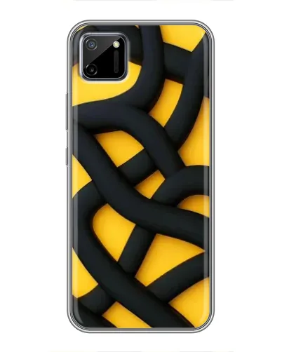 Чехол для Realme C11 с картинкой «Черное желтое переплетение»