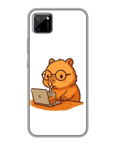 Чехол для Realme C11 с картинкой «Капибара с ноутбуком»