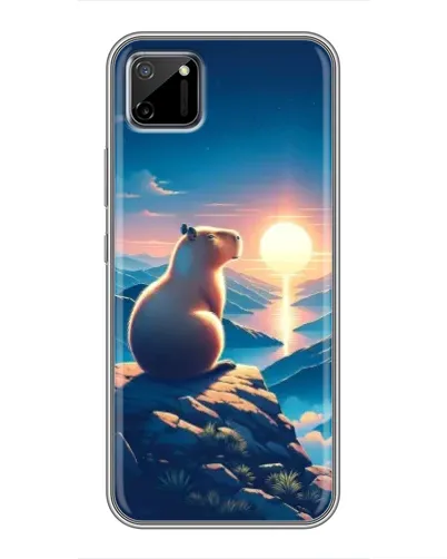 Чехол для Realme C11 с картинкой «Закат солнца с капибарой»