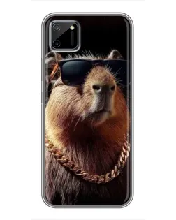 Чехол для Realme C11 с картинкой «Капибара золотая цепь»