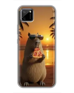 Чехол для Realme C11 с картинкой «Капибара с пиццей»