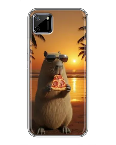 Чехол для Realme C11 с картинкой «Капибара с пиццей»