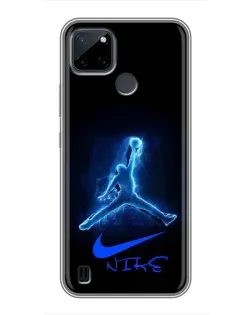 Чехол для Realme C12 с картинкой «Jordan Neon Blue»