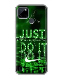 Чехол для Realme C12 с картинкой «Зеленый неоновый Nike»