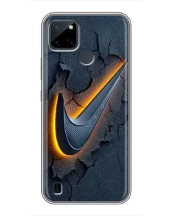 Чехол для Realme C12 с картинкой «Объемный логотип Найк»