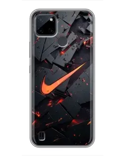 Чехол для Realme C12 с картинкой «Nike — эффект разломов»