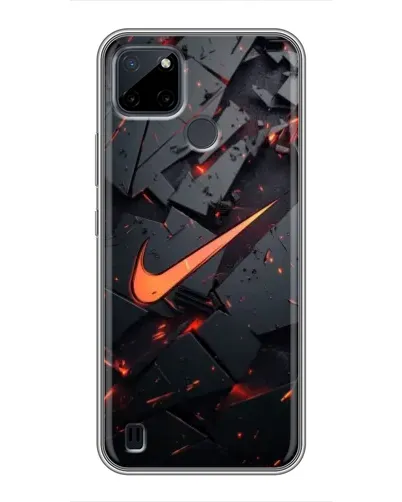 Чехол для Realme C12 с картинкой «Nike — эффект разломов»