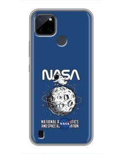 Чехол для Realme C12 с картинкой «NASA — лунная миссия»