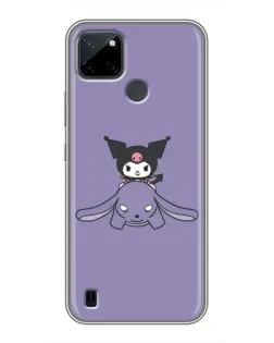 Чехол для Realme C12 с картинкой «Kuromi на лиловом фоне»