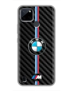 Чехол для Realme C12 с картинкой «Эмблема BMW и карбон»