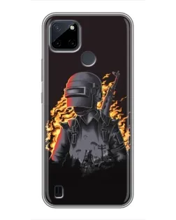 Чохол для Realme C12 з картинкою «PUBG — вогняний силует»