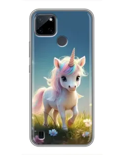 Чехол для Realme C12 с картинкой «Единорог на поляне»