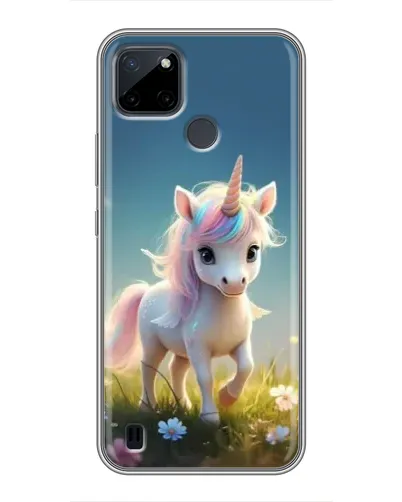 Чехол для Realme C12 с картинкой «Единорог на поляне»