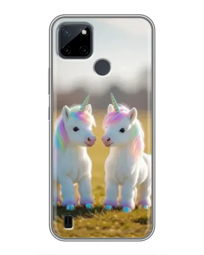 Чехол для Realme C12 с картинкой «Пара единорогов»