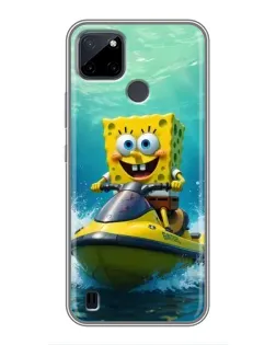 Чехол для Realme C12 с картинкой «Спанч Боб на гидроцикле»