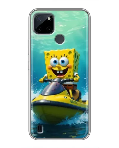 Чехол для Realme C12 с картинкой «Спанч Боб на гидроцикле»