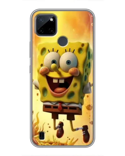 Чехол для Realme C12 с картинкой «Губка Боб прыгает»