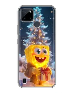 Чехол для Realme C12 с картинкой «Рождественский Спанч Боб»