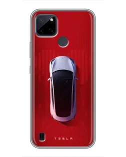 Чехол для Realme C12 с картинкой «Tesla Top View»