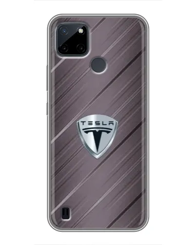 Чехол для Realme C12 с картинкой «Металлическая текстура Tesla»