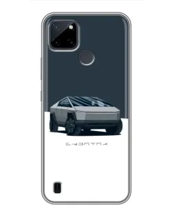 Чехол для Realme C12 с картинкой «Серебристый Cybertruck Tesla»