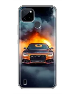 Чехол для Realme C12 с картинкой «Audi в огненном дыму»