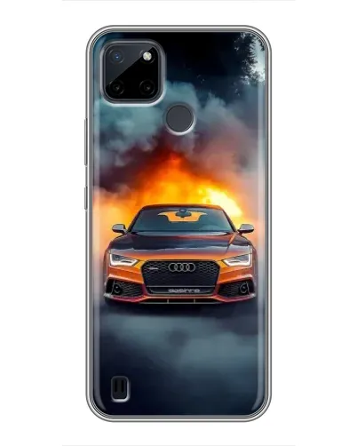Чехол для Realme C12 с картинкой «Audi в огненном дыму»