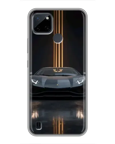 Чехол для Realme C12 с картинкой «Lamborghini золотые линии»