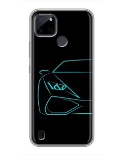 Чехол для Realme C12 с картинкой «Голубой силуэт Lamborghini» Чехол для Realme C12 с картинкой «Голубой силуэт Lamborghini»